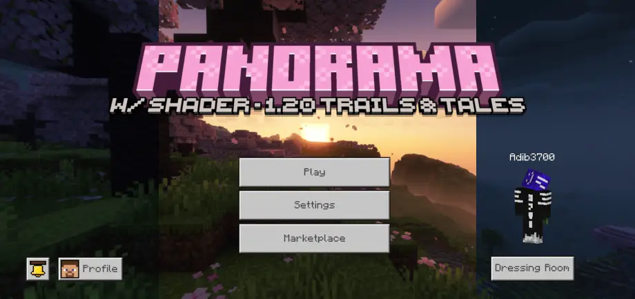 Thumbnail: Trails and Tales Panorama with Shaders (1.21+)  Minecraft PE/ Bedrock Shader