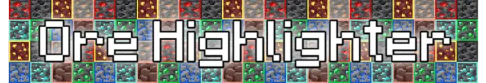 Outlined ore blocks with bold Ore Highlighter text