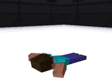 Blocky character lying knocked down on ground