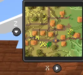 Pixel map with terrain and navigation icons