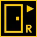 Yellow outlined train door control icon