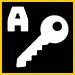 Key icon with letter A on a black background