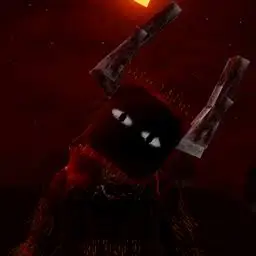 Sinister horned creature in a dark setting