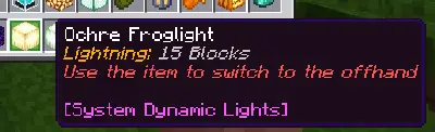 Item tooltip Ochre Froglight lighting info