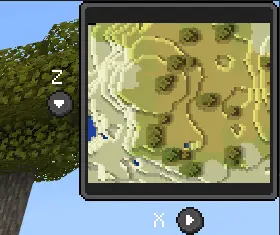 Minimap showing terrain with trees and hills