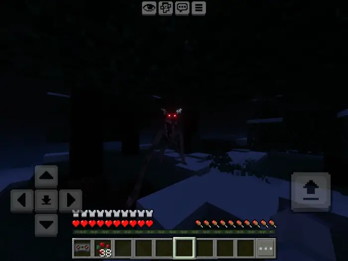 Dark forest with a monsters glowing red eyes