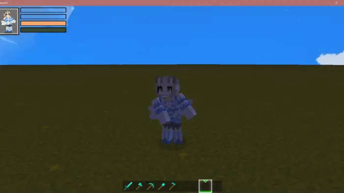 Blocky character performing a dance move