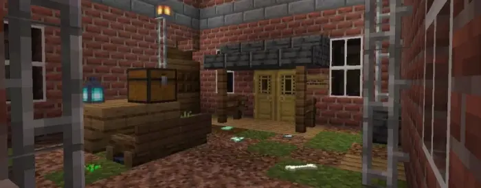 Brick convent courtyard with puzzle elements