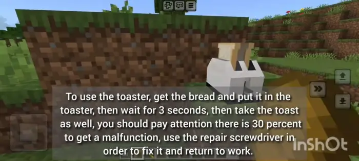 Toaster furniture mod instructions on screen