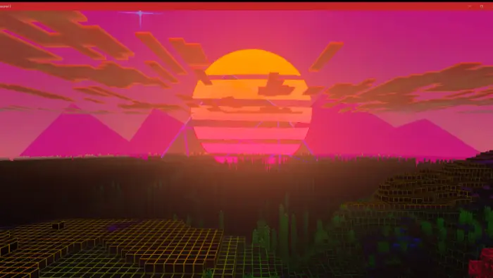 Neon retro sunset with synthwave colors