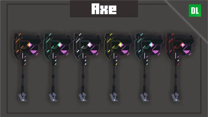 Futuristic sci-fi axes with neon accents