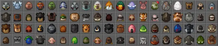 Pixel art icons of custom animal spawn eggs.