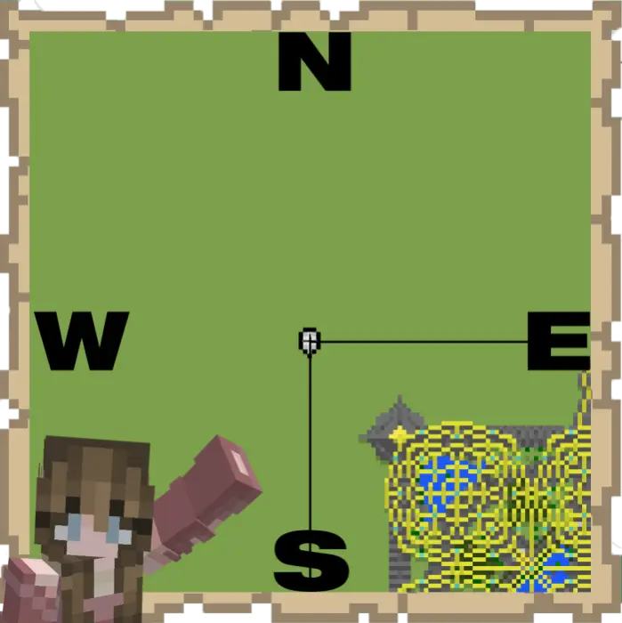 Map with a Quidditch field and character.