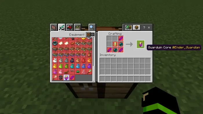 Crafting recipe for Guardian Core item.