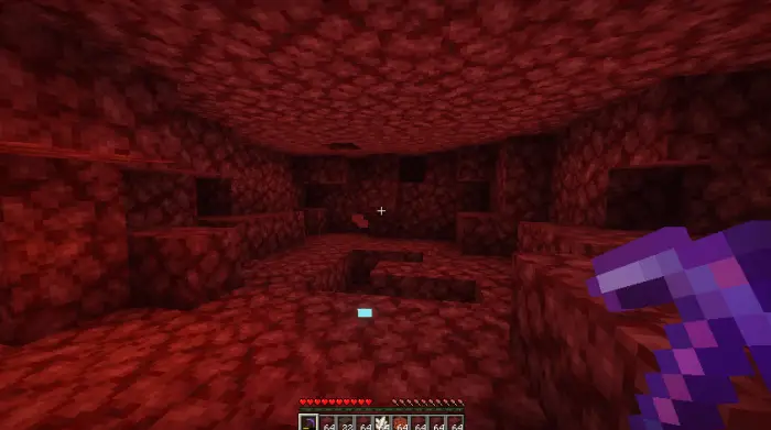 Merged item stacks in a red underground cave