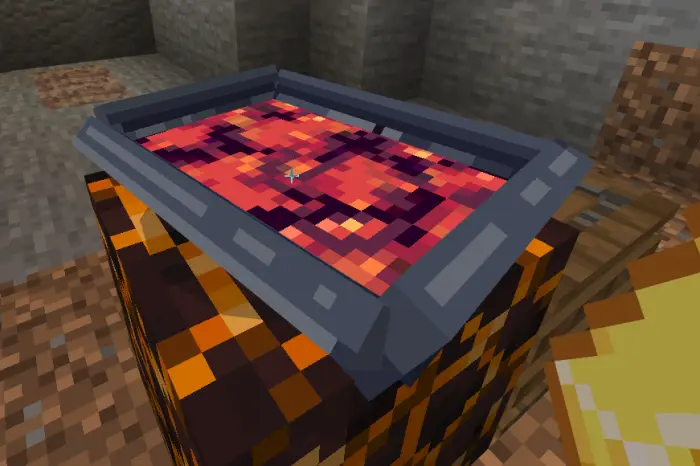 Molten metal in a forge for smithing