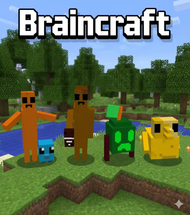 Colorful Brainrots characters on grassy terrain