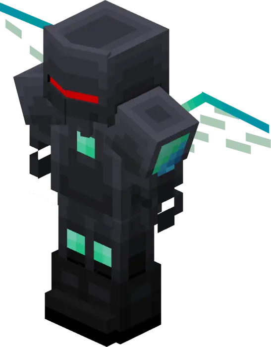 Futuristic armored character with red visor
