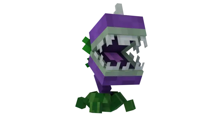 Voxel-style purple chomper plant model