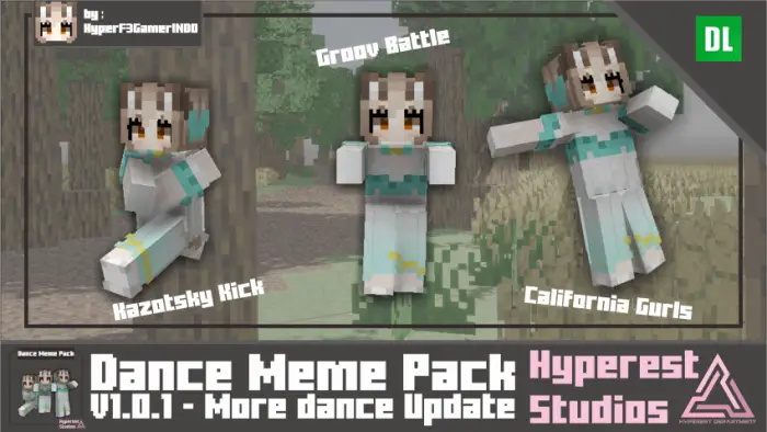 Blocky characters performing dance poses