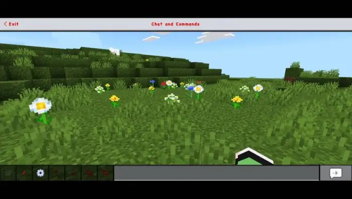 Game HUD with lush grassy field and flowers