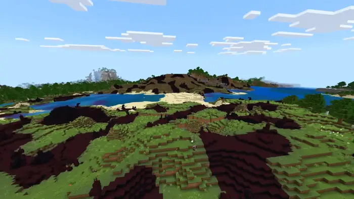 Corrupted terrain spreads across the landscape.