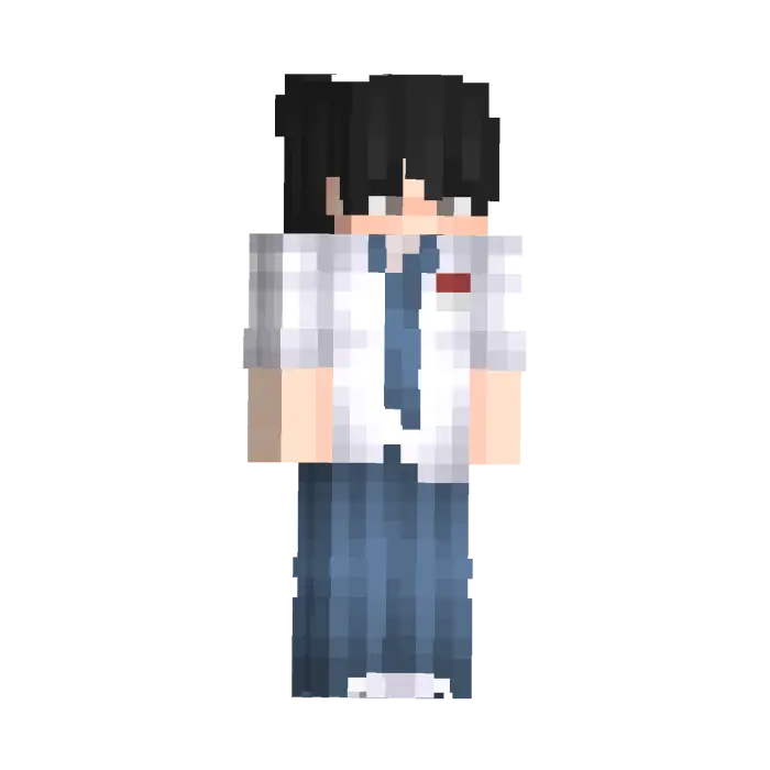 Blocky student character with tie and uniform
