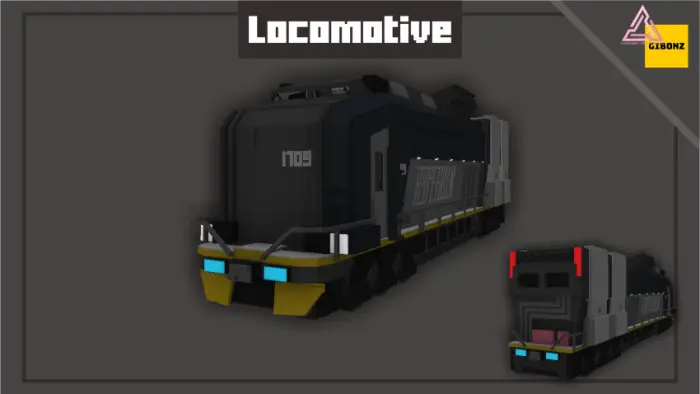 Futuristic blocky freight train locomotive