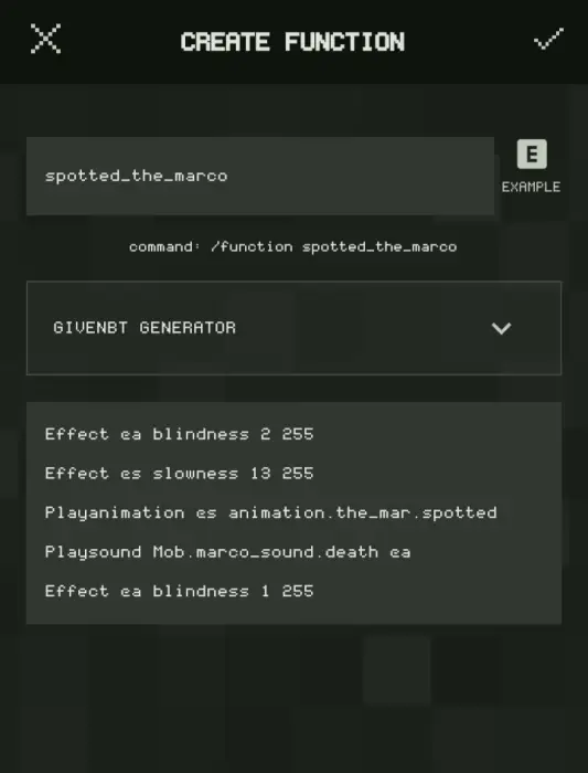 Addon command script for sinister mob effects