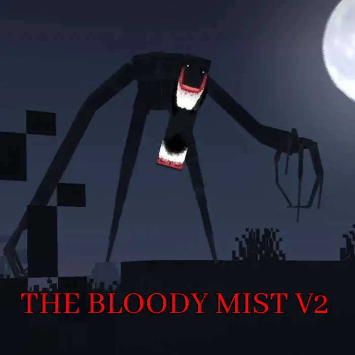 Tall shadowy creature with eerie red mouth.