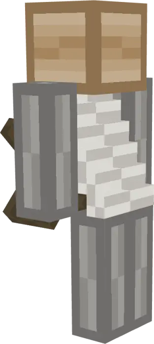 Blocky character in improvised armor suit
