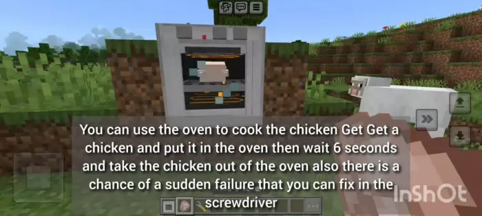 Player cooks chicken in interactive oven.