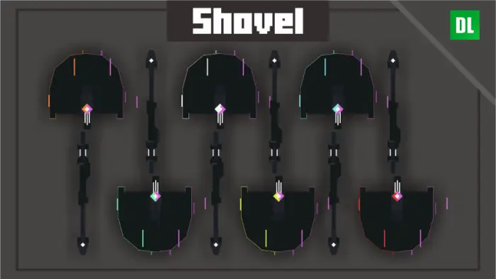 Futuristic black shovels with neon accents