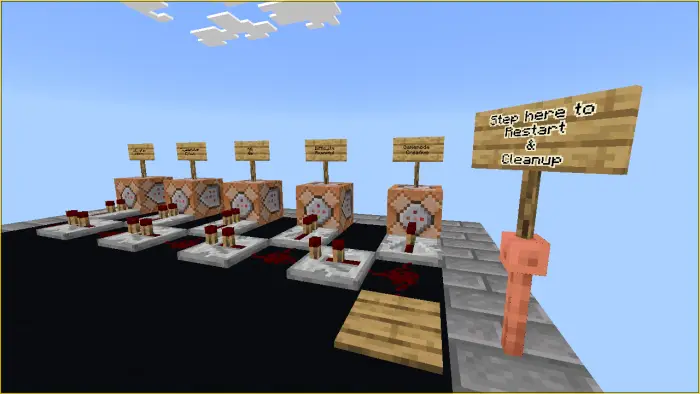 Command blocks with restart and cleanup sign
