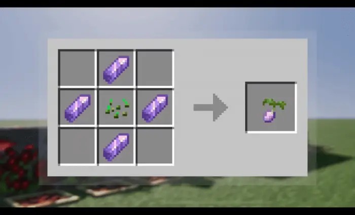 Amethyst crop crafting recipe shown.