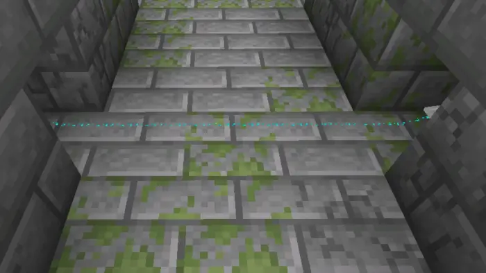 Highlighted mossy bricks with blue outline