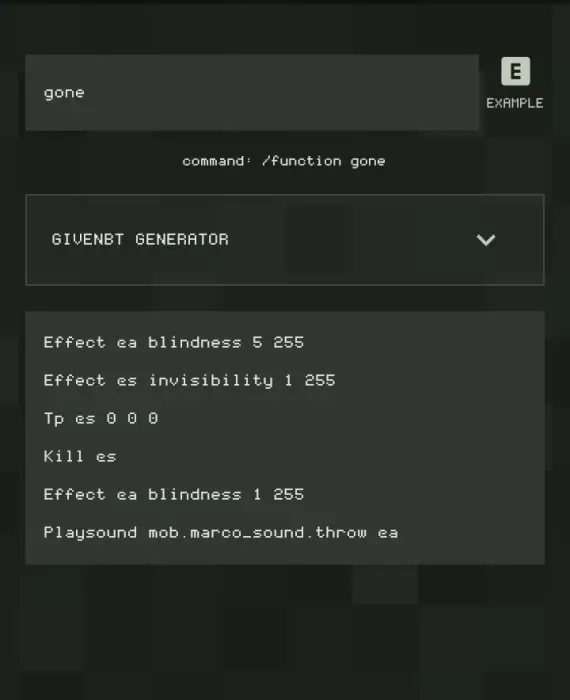 Addon command list with effects and sounds