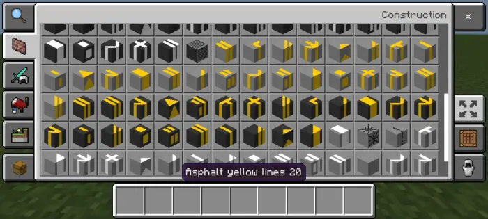 Grid of road and construction block icons