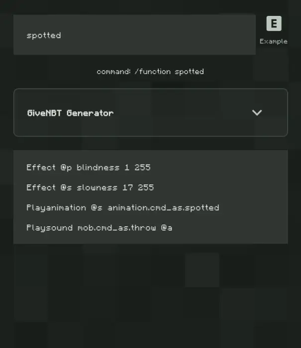 Command block applies blindness and slowness.