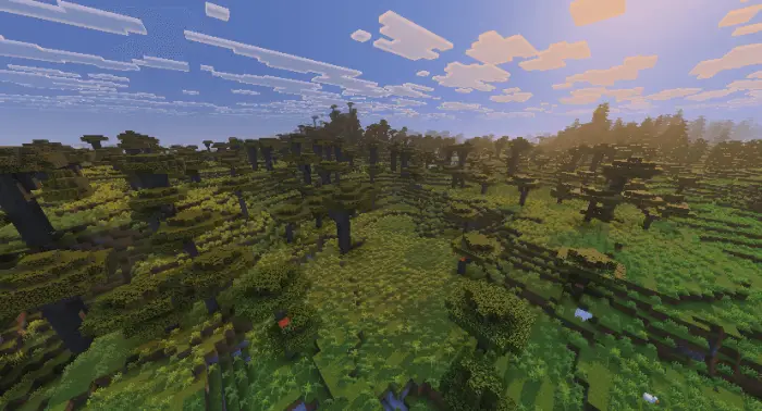 Lush savanna biome with enhanced foliage