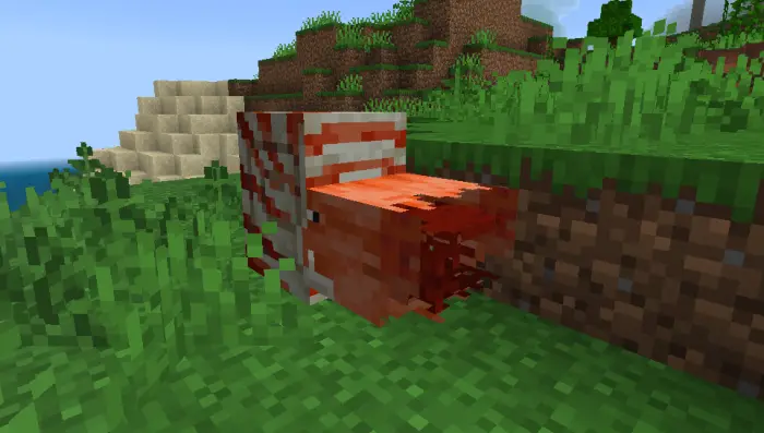 Blocky nautilus mob on grassy terrain