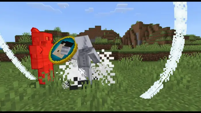 Two superpowered characters fighting outdoors