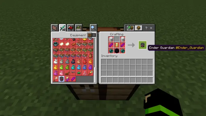 Crafting recipe for Ender Guardian item.