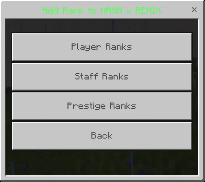 Rank selection menu with four button options