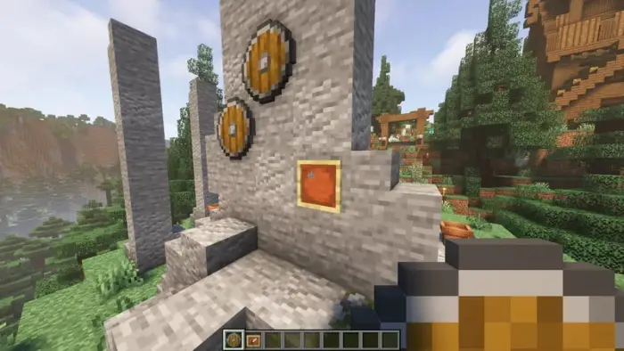 Round shield texture displayed on stone wall