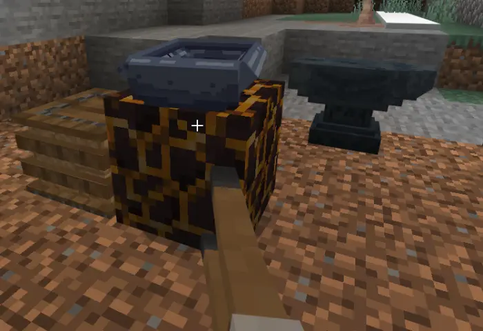 Custom forge setup with anvil and bellows