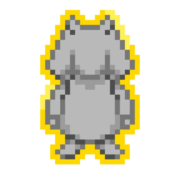 Pixel art monster with yellow outline
