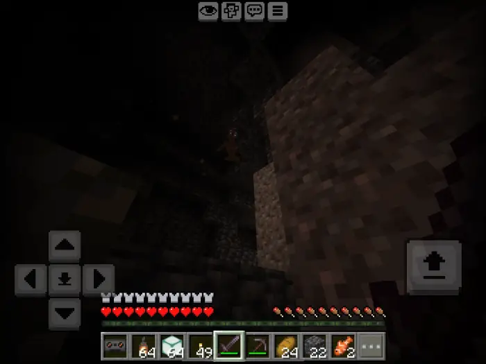 Dark cave scene with a lurking monster.