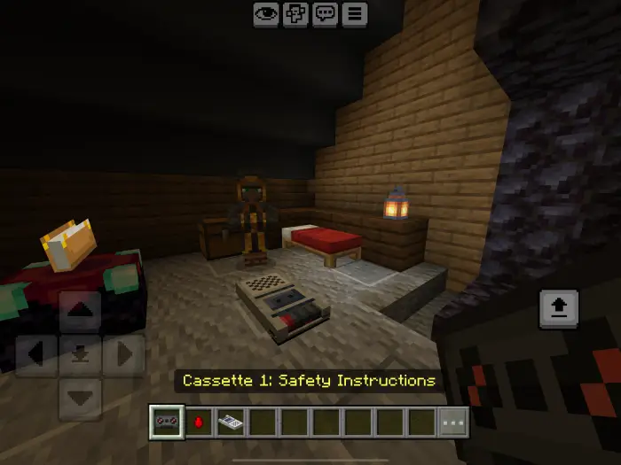 Cozy room with cassette player and armor.