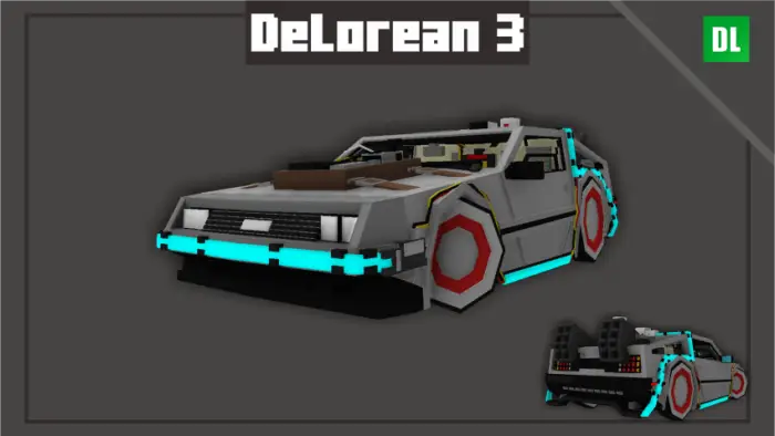 Blocky DeLorean time machine mod car